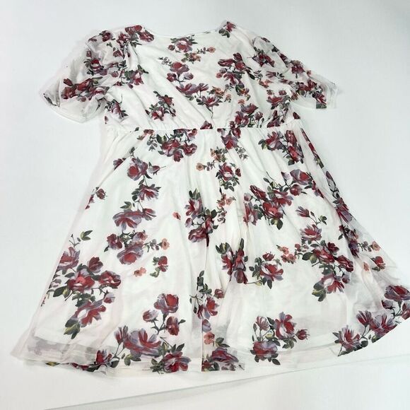 Maurices Mini Dress Womens 1X Multicolor Lined Tiered V-Neck Floral Print New - Picture 9 of 11